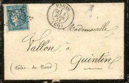 Etoile Pleine / N° 46 Càd PARIS (60) 1 AVRIL 71, Sur Lettre Pour Quintin. Au Verso, Càd... - War 1870