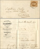 Lettre De Sens Le 18 Avril 1871 Pour Paris Acheminée Par Un Passeur Privé Et Remise Au Bureau... - Guerre De 1870