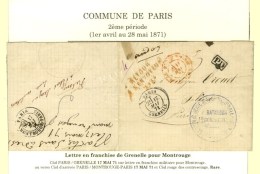 Càd PARIS / GRENELLE 17 MAI 71 Sur Lettre Avec Texte Daté De Paris Le 16 Mai 1871. Au Recto, Cachet... - Guerre De 1870
