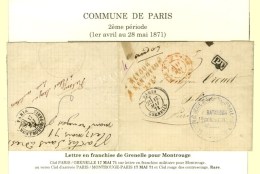 Càd PARIS / GRENELLE 17 MAI 71 Sur Lettre Avec Texte Daté De Paris Le 16 Mai 1871. Au Recto, Cachet... - Krieg 1870