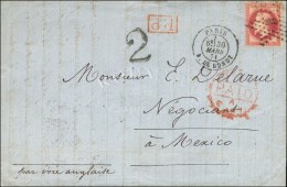 Etoile 5 / N° 32 Càd PARIS / R. DE BONDY 30 MARS 71 Sur Lettre Pour Mexico. Au Recto, Càd De... - Guerre De 1870