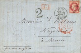 Etoile 5 / N° 32 Càd PARIS / R. DE BONDY 30 MARS 71 Sur Lettre Pour Mexico. Au Recto, Càd De... - Krieg 1870