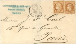 Etoile 11 / N° 28 + 36 Càd PARIS / R. ST HONORE 24 MARS 71 Sur Lettre En Double Port De Paris Pour... - Guerre De 1870