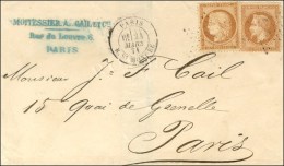 Etoile 11 / N° 28 + 36 Càd PARIS / R. ST HONORE 24 MARS 71 Sur Lettre En Double Port De Paris Pour... - Krieg 1870