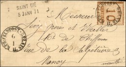 Griffe Provisoire SAINT DIE / 5 JANV. 71 Sur Lettre Avec Texte Pour Nancy. Au Passage, à Lunéville,... - Lettres & Documents