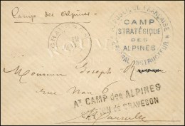 Càd De Fortune GRAVESON Sur Lettre En Franchise Pour Marseille. Griffe AT CAMP DES ALPINES / SECTION DE... - War 1870