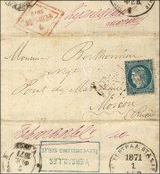 Etoile / N° 37 Càd PARIS (60) 10 FEV. 71 Sur Lettre Avec Texte Pour Moscou. Au Verso, Cachet Bleu De... - Krieg 1870