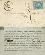 Croix à La Plume + Càd BELGIQUE A QUIEVRAIN 25 OCT. 70 / N° 29. Càd BRUXELLES 25 OCT. 70... - War 1870
