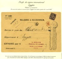 Càd PARIS / R. DE CHOISEUL / N° 97 (infime Def) Sur Valeurs à Recouvrer Pour Alexandrie. 1888. -... - Other & Unclassified