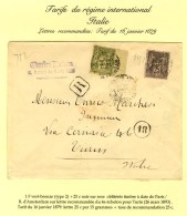 Càd PARIS 13 / R. D'AMSTERDAM / N° 82 + 97 Sur Lettre Recommandée 4 Ports Pour Turin. 1893. - TB. - Other & Unclassified