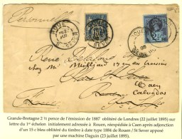 Càd LONDON / 2 1/2 Pence Sur Lettre Pour Rouen Réexpédiée à Caen. Càd... - Autres & Non Classés