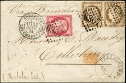 GC 6307 / N° 56 (2) + 57 Càd BORDEAUX / LES CHARTRONS Sur Lettre Pour Tellicherry (Inde) Par La Voie De... - 1871-1875 Ceres