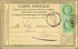 GC 4400 / N° 53 Paire Càd T 23 URCEL (2) Sur Carte Précurseur Locale Pour Laon. 1873.... - 1871-1875 Cérès