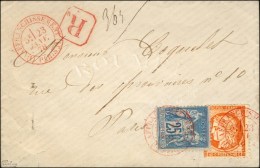 Càd Rouge (1) AFFRANCHISSEMENT (1) / PARIS / N° 38 + N° 79 Sur Lettre Recommandée Locale.... - 1870 Siège De Paris