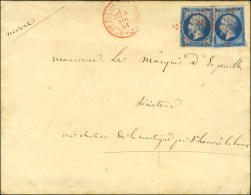 Etoile Rouge / N° 14 (2) Càd Rouge Bau DU PALAIS DE COMPIEGNE Sur Lettre 2 Ports Avec Texte Daté... - 1853-1860 Napoléon III.