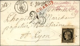 Grille / N° 3 + PC 1824 Càd T 15 MACON (70), Taxe 25 DT Sur Lettre Chargée D'office, Mention... - 1849-1850 Ceres