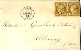 PC 3256 / N° 1 Paire (belles Marges)  Càd T 15 ST QUENTIN (2) Sur Imprimé Complet Pour Chauny.... - 1849-1850 Ceres