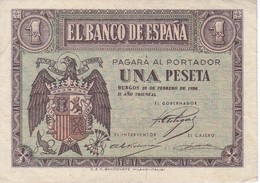 BILLETE DE 1 PTA DEL 28 DE FEBRERO 1938 SERIE D CALIDAD EBC (XF)  (BANKNOTE) - 1-2 Peseten