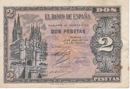 BILLETE DE ESPAÑA DE 2 PTAS  DEL AÑO 1938 SERIE M CALIDAD MBC (VF) (BANKNOTE) - 1-2 Pesetas