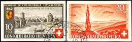 10 U. 20 C. Blockmarken Aus Pro Patria-Block 1942, Tadellos Gestempelt, Mi. 200.-, Katalog: 410/11 O10 And 20... - Other & Unclassified