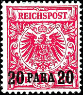 20 Para A. 10 Pfg Dunkelrosa(rot), UV Gelblichorange, Farbfrisches Kabinettstück, Ungebraucht Mit... - Deutsche Post In Der Türkei