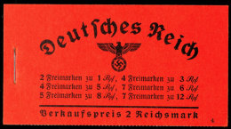 Hindenburg-Markenheftchen 1937, ONr. 4, Originalgeklammert, Vollständiger Inhalt, Jedoch Erstes H-Blatt Am... - Markenheftchen