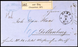 "DIEZ 20 4 (1865)" - K1, Auf In Blau "6 / 2" Austaxiertem Paketbegleitbrief, Nebst Taxquadrat-Paketnummernzettel... - Other & Unclassified