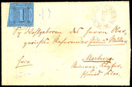 "65" Nebst K1 "SCHLÜCHTERN 10 6 1853" Auf Postbezirksbrief Mit Angeschnittener 1 Sgr. A. Dunkelblau Nach... - Sonstige & Ohne Zuordnung