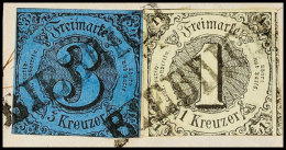 1 Kr. A. Graugrün Zusammen Mit 3 Kr. A. Dunkelblau Und Zwei Klar Und Diagonal Aufgesetzten L1 "BIEBRICH"... - Other & Unclassified