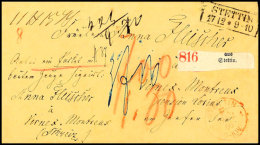 1866, Bar Bezahlter Auslands-Paketbegleitbrief Mit Ra2 "STETTIN 17 12" Nebst Rotem K1 "STETTIN F. N1 17/12 66" Und... - Sonstige & Ohne Zuordnung