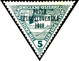 5 Heller Dreiecksmarke Mit Aufdruck "Üpsta Ceskoslovenska 1919", Tadellos Ungebraucht, Signiert Und Fotoattest... - Sonstige & Ohne Zuordnung