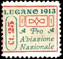 1913, Flugmarke Lugano, Tadellos Ungebraucht, Signiert, Mi. 3.500.- - Sehr Seltene Marke!, Katalog: IX *1913,... - Sonstige & Ohne Zuordnung