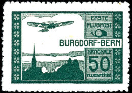 1913, Flugmarke Burgdorf, Tadellos Ungebraucht, Mi. 350.-, Katalog: IV *1913, Airmail Stamp Burgdorf, In... - Sonstige & Ohne Zuordnung