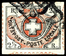 2 1/2 Rp. Freimarke "Schild Mit Posthorn Und Schweizer Wappen" Sog. Winterthur, Allseits Voll- Bis Breitrandig Mit... - Other & Unclassified