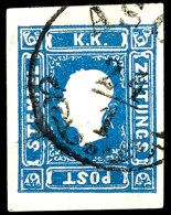 1858, 1,05 Kr. Zeitungsmarke, Blau, Vollrandig Geschnitten, Klar Gestempelt "ASCH 24/1", Fotobefund Puschmann... - Other & Unclassified