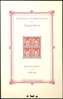 1925, Blockausgabe "Internationale Briefmarkenausstellung Paris", Postfrisch Im Originalformat, Min.... - Sonstige & Ohne Zuordnung