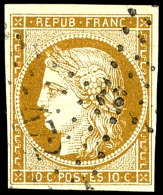 1849, 10 C. Olivbraun, Gestempeltes Prachtstück, Gepr. Georg Bühler, Mi. 500.-, Katalog: 1b O1849, 10... - Other & Unclassified