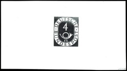 4 Pfg Posthorn Als Ungezähnter Probedruck In Schwarzer Farbe Mit Weißem Breitem Rand, Tadellos... - Sonstige & Ohne Zuordnung