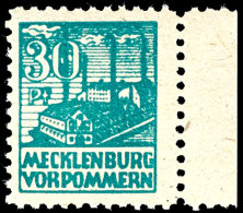 30 Pfg Freimarke Auf Mittelfeinem Papier In Der Seltenen Farbe Schwärzlichbläulichgrün, Postfrisch,... - Other & Unclassified