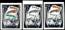 1 Rupie "Freies Indien" In Allen Drei Farben, Tadellos Postfrisch, Unsigniert, Auflage Nur Je 2.000 Bzw. 4.500 Und... - Sonstige & Ohne Zuordnung