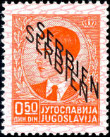 0,50 Din. In Postfrischer Erhaltung Mit Doppeltem Aufdruck SERBIEN Sowie Mit Netzüberdruck, Attest Kleymann... - Sonstige & Ohne Zuordnung
