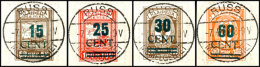 15 Cent Bis 60 Cent Grünaufdruck In Type I, Komplett Einheitlich Klar Gestempelt "RUSS MEMELGEBIET 7.4.24" Als... - Memelgebiet 1923