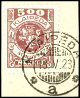 10 M Bis 1000 M Freimarken 1923, Mit 10 Werten Kompletter Satz Auf Briefstücken, Alle Tadellos Gestempelt,... - Memelgebiet 1923