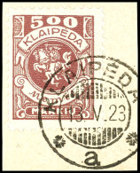 10 M Bis 1000 M Freimarken 1923, Mit 10 Werten Kompletter Satz Auf Briefstücken, Alle Tadellos Gestempelt,... - Klaipeda 1923