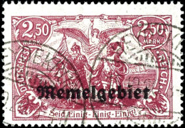 2,50 Mark Deutsches Reich Mit Aufdruck "Memelgebiet", Rotlila, Tadellos Gestempelt "Heydekrug (* 1a) 15.10.20",... - Memelgebiet 1923