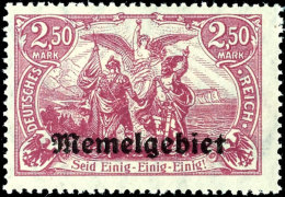 2,50 Mark Deutsches Reich Mit Aufdruck "Memelgebiet", Dunkelkarminlila, Tadellos Postfrisch, Gepr. Klein BPP, Mi.... - Klaipeda 1923