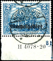 2 Mark Deutsches Reich Mit  Aufdruck "Memelgebiet", Unterrandstück Mit Hausauftragsnummer "H 4078.20" Und... - Memelgebiet 1923