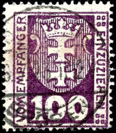 100 Pfennig Portomarke, Wz. 3Y (liegende Maschen), Zeitgerecht Entwertet "Danzig-Brösen 6.7.23", Bis Auf Eine... - Other & Unclassified
