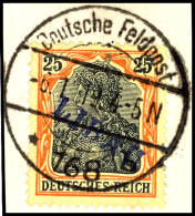 25 Pfg Germania Rotorange/schwarz Auf Gelbweiß Mit Violettblauem Aufdruck "Libau" In Type I Auf , Tadellos... - Sonstige & Ohne Zuordnung