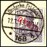 15 Pfg Germania Schwarzviolett Mit Rotem Aufdruck "LIBAU" In Type II, Abart "kopfstehender Aufdruck", Tadellos... - Other & Unclassified